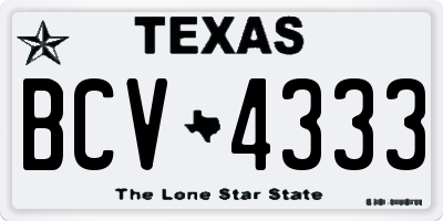 TX license plate BCV4333