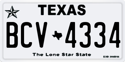 TX license plate BCV4334