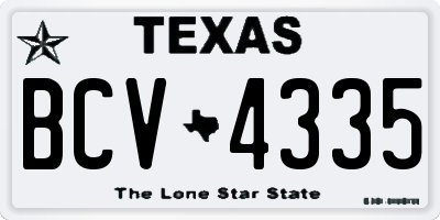 TX license plate BCV4335
