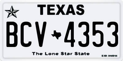 TX license plate BCV4353