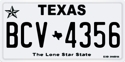 TX license plate BCV4356