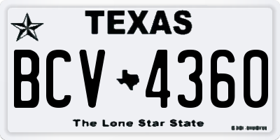 TX license plate BCV4360