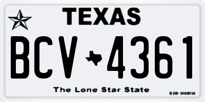 TX license plate BCV4361