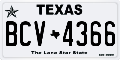 TX license plate BCV4366