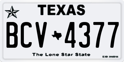TX license plate BCV4377