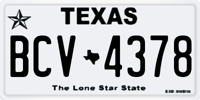 TX license plate BCV4378