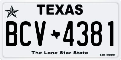 TX license plate BCV4381