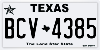 TX license plate BCV4385