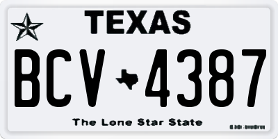 TX license plate BCV4387