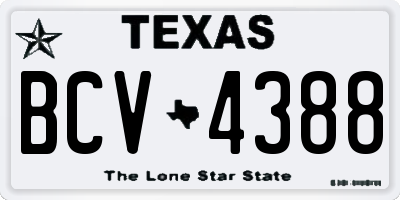TX license plate BCV4388
