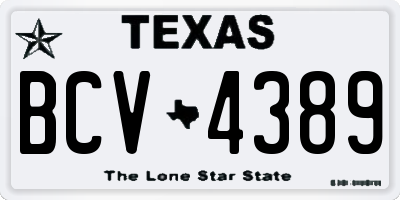 TX license plate BCV4389