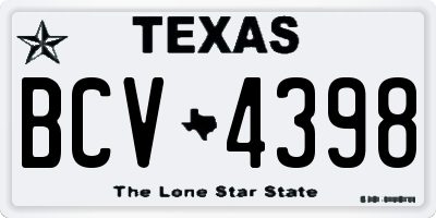 TX license plate BCV4398