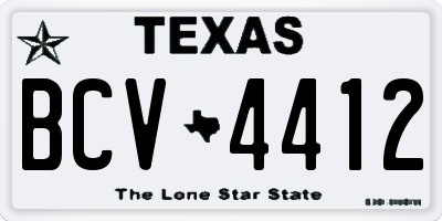 TX license plate BCV4412