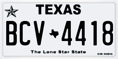 TX license plate BCV4418