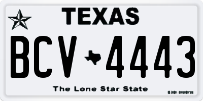 TX license plate BCV4443