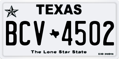 TX license plate BCV4502