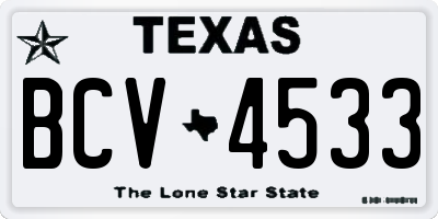 TX license plate BCV4533