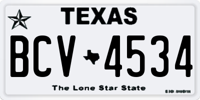 TX license plate BCV4534
