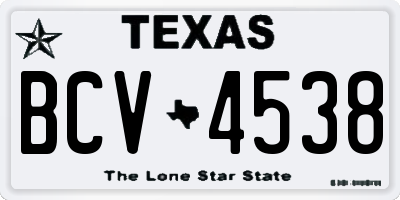TX license plate BCV4538
