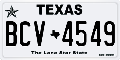 TX license plate BCV4549
