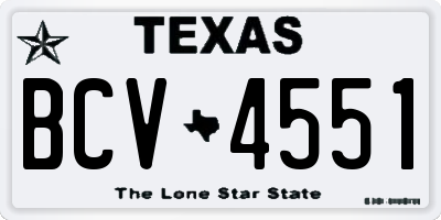 TX license plate BCV4551