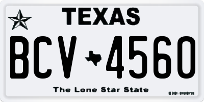 TX license plate BCV4560