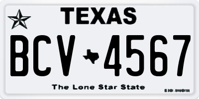 TX license plate BCV4567