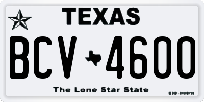TX license plate BCV4600