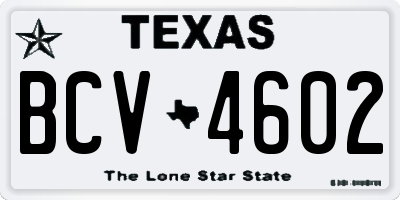 TX license plate BCV4602