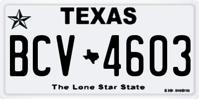 TX license plate BCV4603