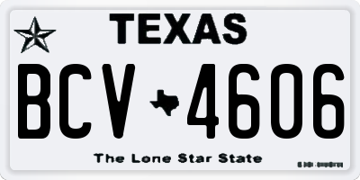 TX license plate BCV4606