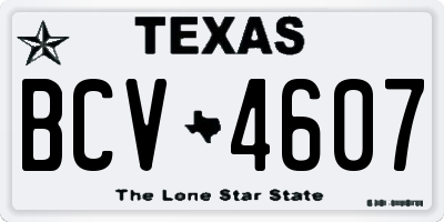 TX license plate BCV4607
