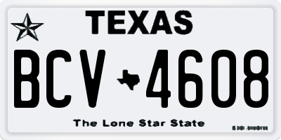 TX license plate BCV4608