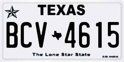 TX license plate BCV4615