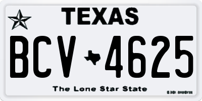 TX license plate BCV4625
