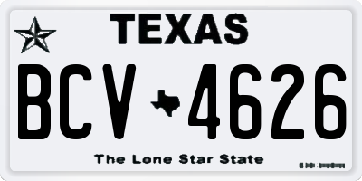 TX license plate BCV4626