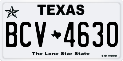 TX license plate BCV4630