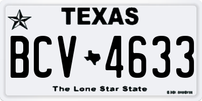 TX license plate BCV4633