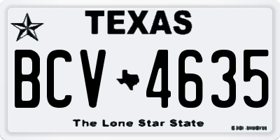 TX license plate BCV4635
