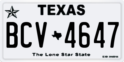 TX license plate BCV4647