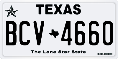 TX license plate BCV4660