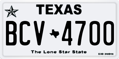 TX license plate BCV4700