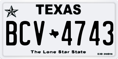 TX license plate BCV4743
