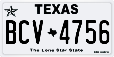 TX license plate BCV4756