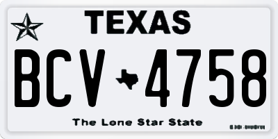 TX license plate BCV4758