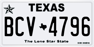 TX license plate BCV4796