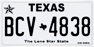 TX license plate BCV4838
