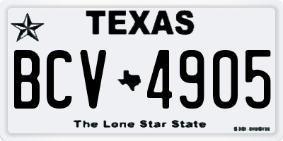 TX license plate BCV4905