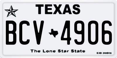 TX license plate BCV4906