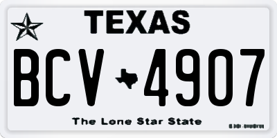 TX license plate BCV4907